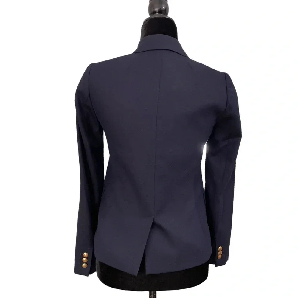J. Crew Schoolboy Blazer Navy Blue Wool Blend Jacket Gold Buttons